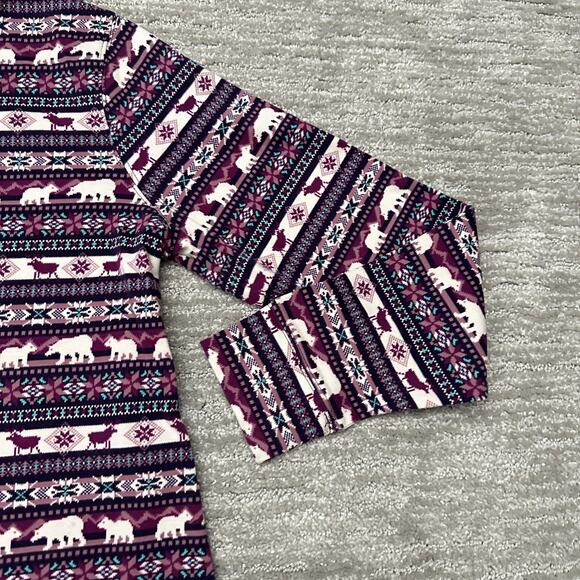 Lands End Shirt Womens Large Purple Fair Isle Polar Bear Moose Holidays Outdoors - Picture 4 of 14